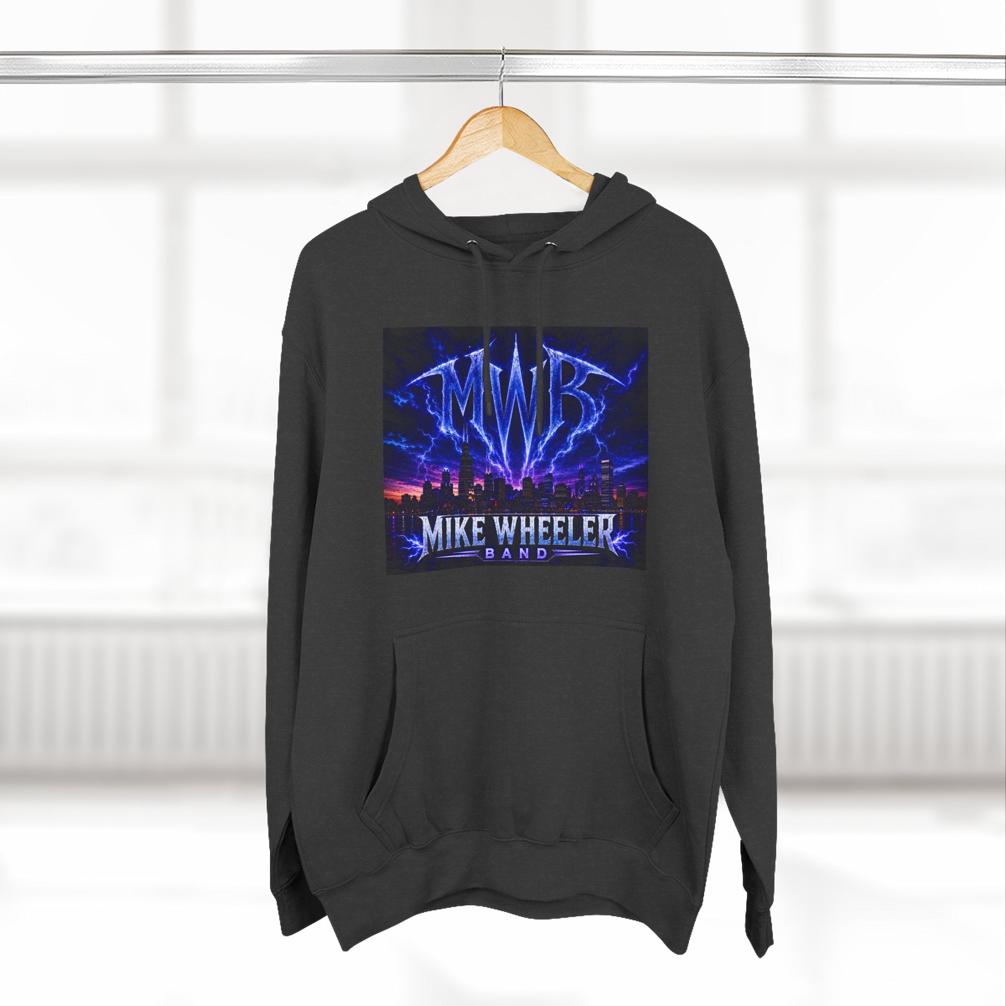 Mike Wheeler Band Hoodie - Electric Cityscape Logo Fleece Pullover
