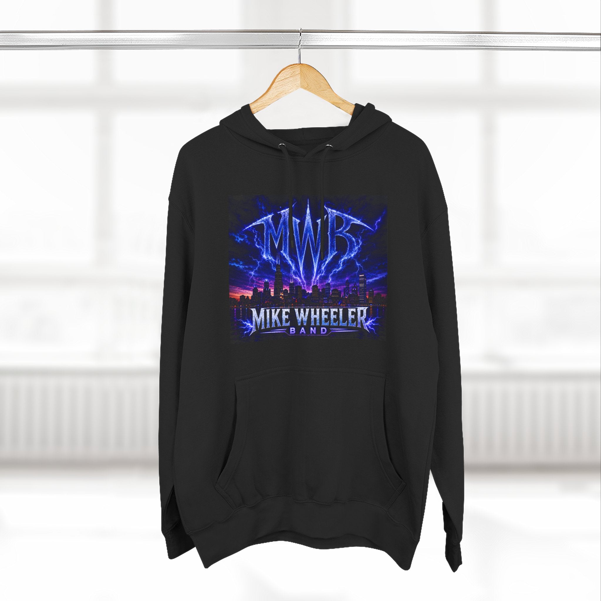 Mike Wheeler Band Hoodie - Electric Cityscape Logo Fleece Pullover