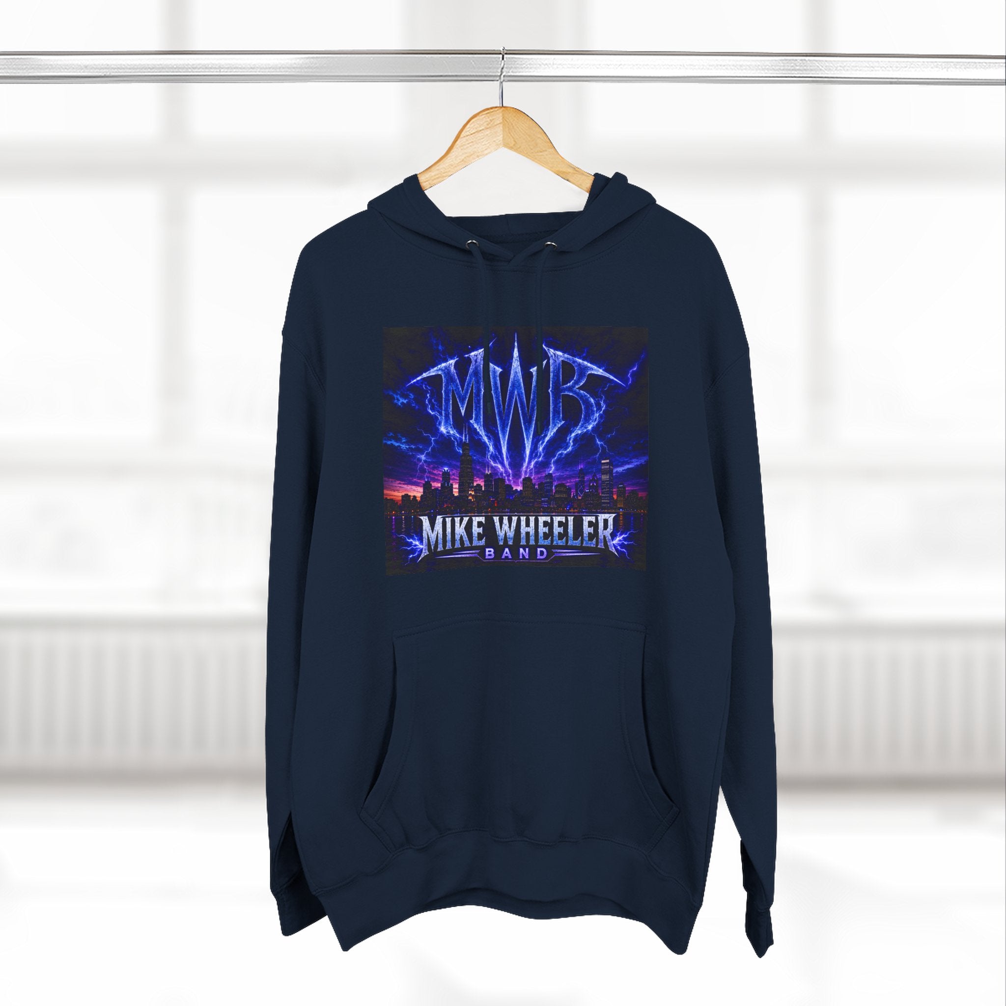 Mike Wheeler Band Hoodie - Electric Cityscape Logo Fleece Pullover